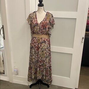 Taylor Multicolor Floral High Low Dress